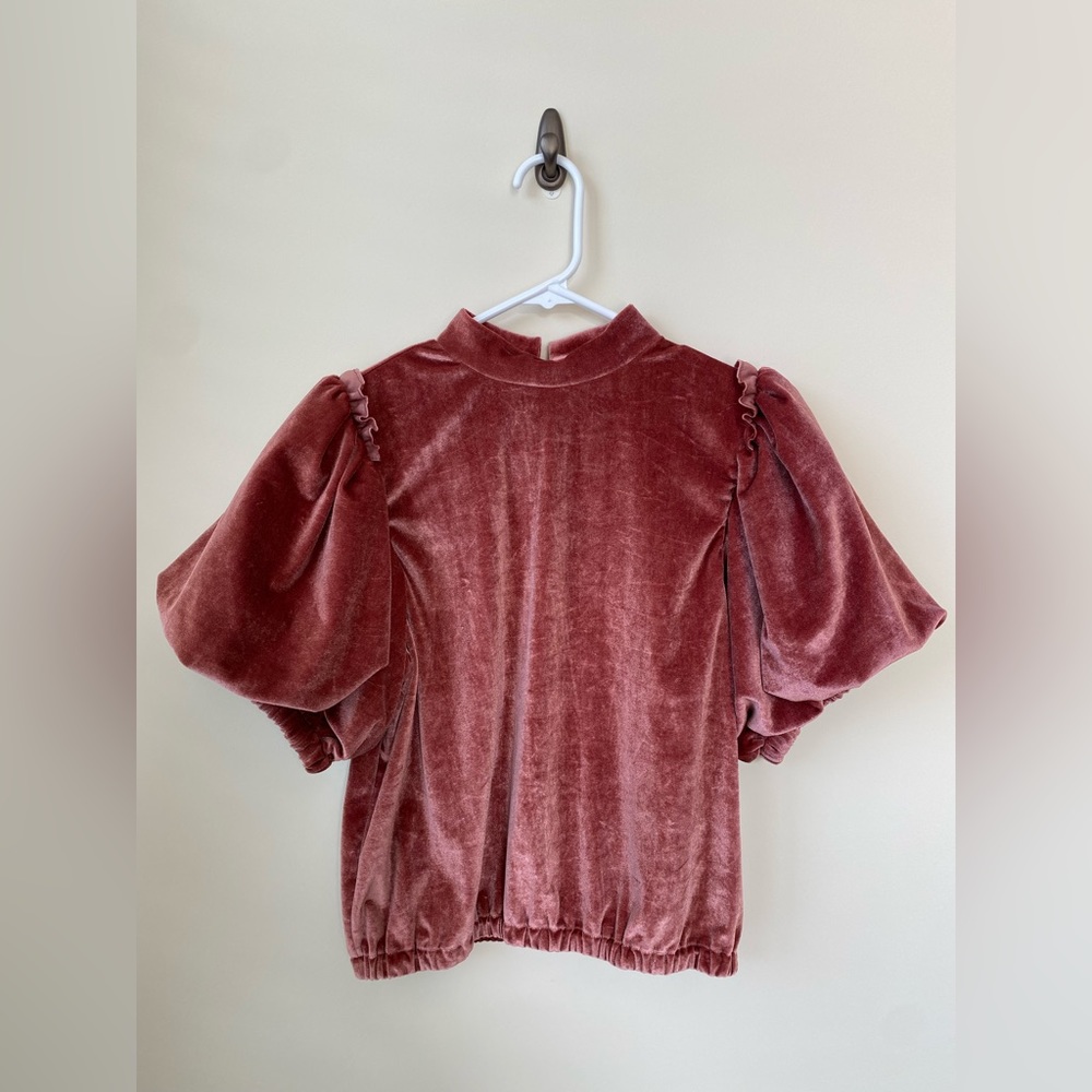 Pink Velvet Ruffled Top
